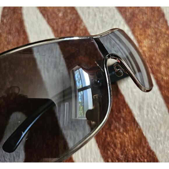 Vintage Authentic Y2K Prada SPS 52E Wrap Around Shield Black Rave Sunglasses - Picture 7 of 10